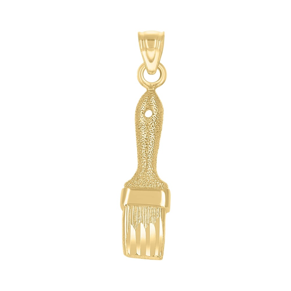 10kt 10k Yellow Gold Diamond-Cut Textured Unisex Paint Brush Tools Charm Pendant